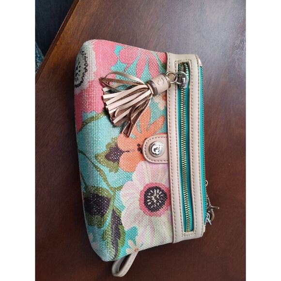 Spartina Wristlet Floral Clutch Coin Purse Womens - Picture 1 of 6
